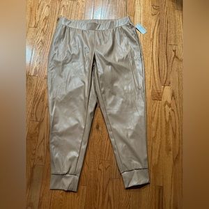 Tan Faux leather joggers
